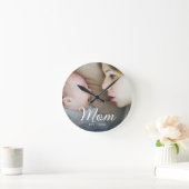 Moeder Oprichtte Witte Script Foto Ronde Klok (Huis)