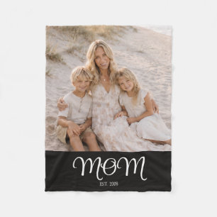 Moeder Oprichtte Zwart Modern Schrift Foto Fleece Deken