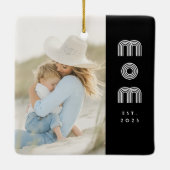 Moeder Oprichtte Zwart Wit Retro Script Foto Keramisch Ornament (Achterkant)