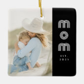Moeder Oprichtte Zwart Wit Retro Script Foto Keramisch Ornament (Voorkant)