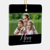 Moeder Oprichtte Zwart Wit Script Foto  Keramisch Ornament (Rechts)