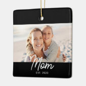 Moeder Oprichtte Zwart Wit Script Foto Keramisch Ornament (Links)