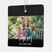 Moeder Oprichtte Zwart Wit Script Foto Keramisch Ornament (Links)