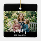 Moeder Oprichtte Zwart Wit Script Foto Keramisch Ornament (Achterkant)