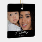 Moeder Oprichtte Zwart Wit Script Foto Keramisch Ornament (Rechts)