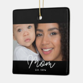 Moeder Oprichtte Zwart Wit Script Foto Keramisch Ornament (Links)