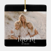 Moeder Oprichtte Zwart Wit Script Foto Keramisch Ornament (Achterkant)