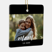 Moeder Oprichtte Zwart Wit Script Foto Keramisch Ornament (Rechts)