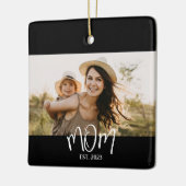 Moeder Oprichtte Zwart Wit Script Foto Keramisch Ornament (Links)