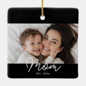 Moeder Oprichtte Zwart Wit Script Foto Keramisch Ornament (Achterkant)