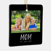 Moeder Oprichtte Zwart Wit Script Foto Keramisch Ornament (Rechts)