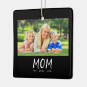 Moeder Oprichtte Zwart Wit Script Foto Keramisch Ornament (Links)