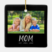 Moeder Oprichtte Zwart Wit Script Foto Keramisch Ornament (Achterkant)