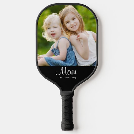 Moeder Oprichtte Zwart Wit Script Foto Pickleball Paddle (Voorkant)