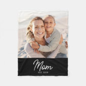 Moeder Oprichtte Zwarte Moderne Script Foto Fleece Deken (Voorkant)