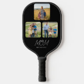 Moeder Oprichtte Zwarte Script 3 Foto Pickleball Paddle (Voorkant)