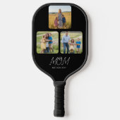 Moeder Oprichtte Zwarte Script 3 Foto Pickleball Paddle (Achterkant)
