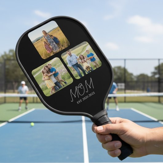 Moeder Oprichtte Zwarte Script 3 Foto Pickleball Paddle