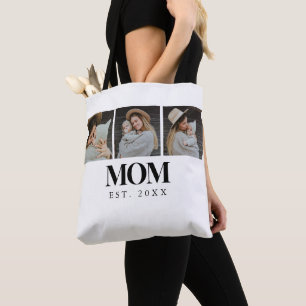 Moeder Oprichtte Zwarte Typografie 3 Foto Tote Bag