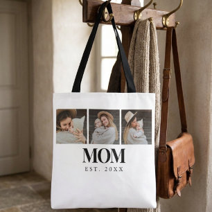 Moeder Oprichtte Zwarte Typografie 3 Foto Tote Bag