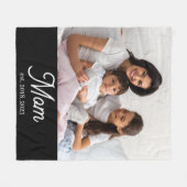 Moeder Oprichtte Zwarte Witte Script Foto Fleece Deken (Voorkant (Horizontaal))