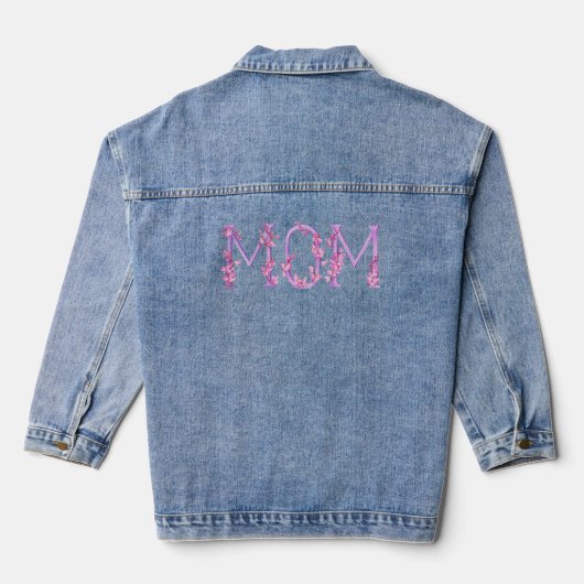 Moeder orchidee waterverf belettering paarse roze denim jacket (Achterkant)