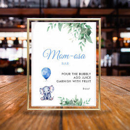 Moeder-osa bar Het is een Boy Elephant Baby shower Poster