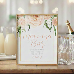 Moeder-osa Bar Roze Bloemstuk Baby Shower Tafelbor Poster