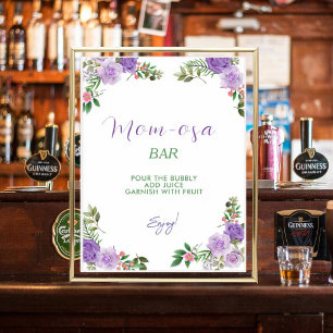 Moeder-osa Paarse lente Floral Meisje Baby shower Poster