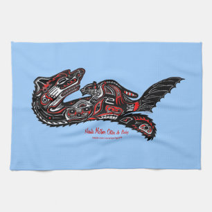 Moeder Otter & Baby Haida Art Kitchen Tea-Towel Theedoek