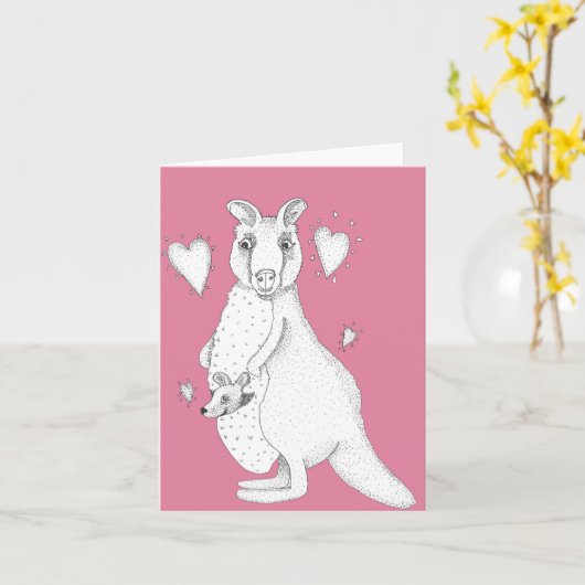 Moeder Ouder Kangoeroe Kaart (Gele Bloem)