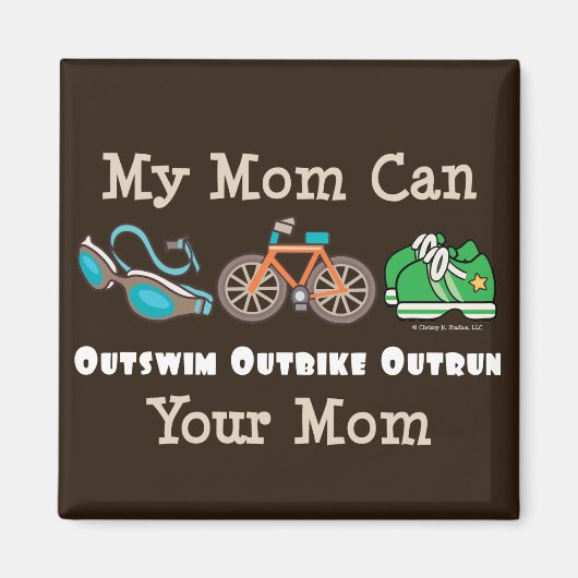 Moeder Outswim Outbike Outrun Triathlon Magnet (Voorkant)