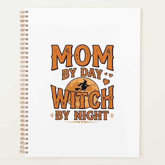 Moeder overdag Heks 's nachts Halloween Shirt Ontw Planner (Voorkant)