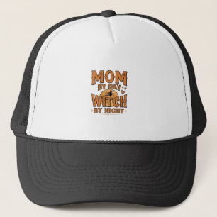 Moeder overdag heks 's nachts Halloween shirt ontw Trucker Pet