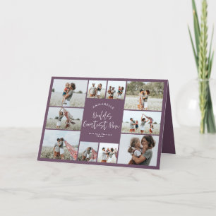 Moeder paarse elegante moderne minimale fotocollag bedankkaart