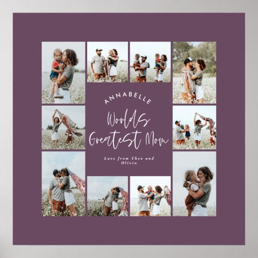 Moeder paarse elegante moderne minimale fotocollag poster (Voorkant)