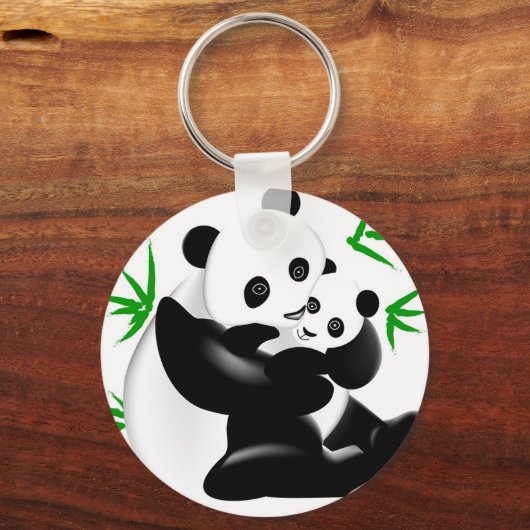 Moeder Panda en Baby Panda Sleutelhanger (Voorkant)