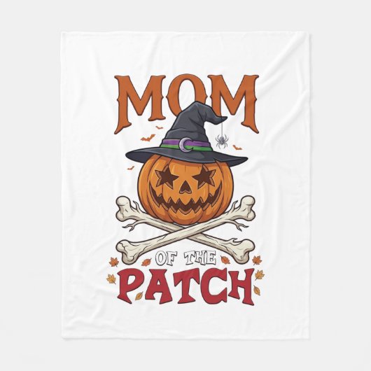 Moeder Patch Halloween Pompoen Heksenhoed Kruisbee Fleece Deken (Voorkant)