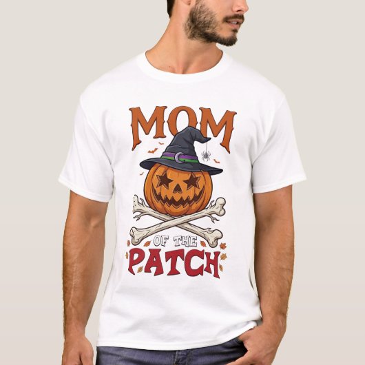 Moeder Patch Halloween Pompoen Heksenhoed Kruisbee T-shirt (Voorkant)