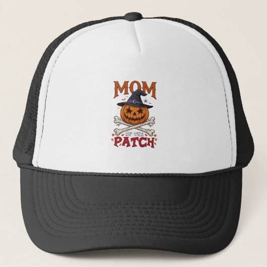 Moeder Patch Halloween Pompoen Heksenhoed Kruisbee Trucker Pet (Voorkant)