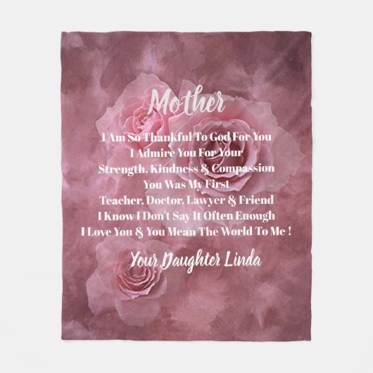 Moeder Personaliseer Fleece Deken (Voorkant)