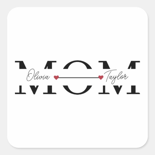 Moeder Persoonlijke Naam Moederdag Vierkante Sticker (Voorkant)
