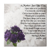 Moeder Poem - Paarse Rozen Tegeltje (Voorkant)