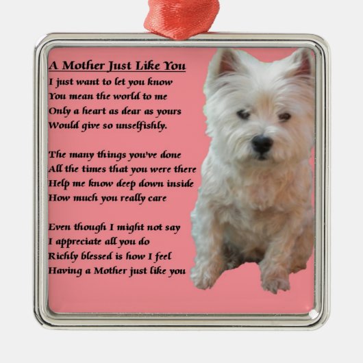 Moeder Poem - Westie Metalen Ornament (Voorkant)