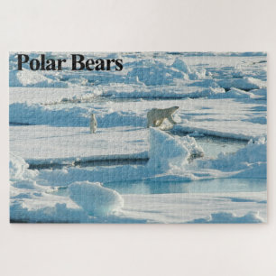 Moeder Polar-Beer en Cub Jigzaag Puzzle Legpuzzel