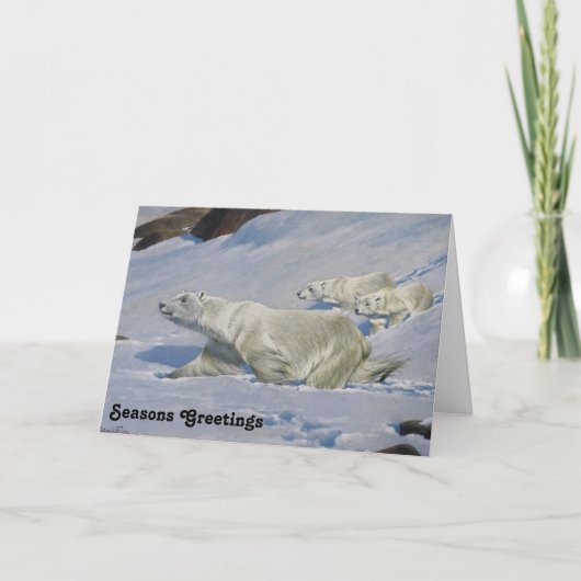 Moeder Polar Beer en welpen Feestdagen Kaart (Voorkant)