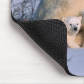 Moeder Polar-Beer met tweeling, Muismat (Hoek)