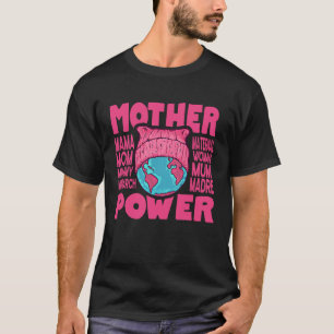 Moeder Power Pink Cat Pet Earth Mam T-shirt