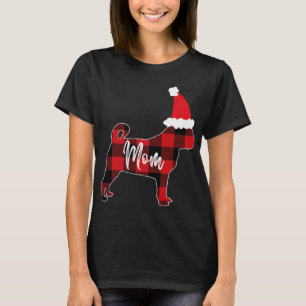 Moeder Pug Hond Kerstmis Mama Pyjama Rood Plaid Bu T-shirt