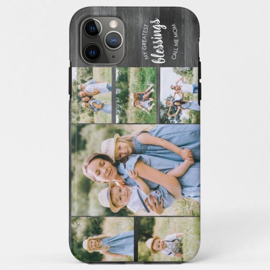 Moeder Quote 6 Foto Collage Rustiek Grijs Case-Mate iPhone Case (Achterkant)